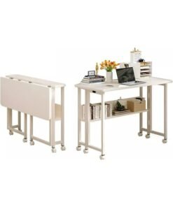 NKX Mobile Foldable Laptop Table Small Standing Desk Rolling Computer Table 100*58*75