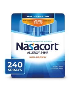 Nasacort 24HR Allergy Nasal Spray for Adults, Non-drowsy & Alcohol Free, 240 Sprays, 0.57 fl.oz. 2Ct