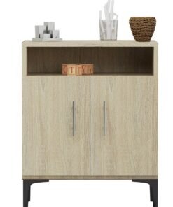 Mahmayi Stylish Multifunctional Medium Height Cabinet with 2 Drawer, 2 Shelf Storage Ideal for Living Room, Kitchen, Bedroom - Grey Bardolino Oak