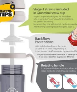 GROSMIMI Spill Proof no Spill Magic Sippy Cup with Straw with Handle for Baby and Toddlers, Customizable, PPSU, BPA Free 10 oz (Sky blue)