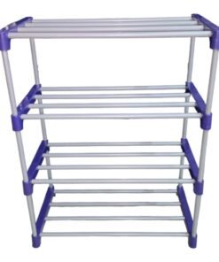 NOVATIC Metal Plastic Wardrobe Organizer for Clothes | Cloth Storage Stand | Closet Organizer for Clothes | Multi-use Storage Rack | Cupboard for Cloth Organizer | Plastic Almirah (Grey Blue_4 Shelf)