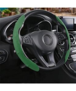 NOVOLAN Car Steering Wheel Cover Carbon Fiber Leather Flip Fur Anti Slip 4 Seasons Universal Interior Supplies Car Steering Wheel Handle Cover Sweat-Absorbing, Breathable, Ultra-Thin, Durable (green)