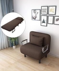XiuWoo Convertible Chair Bed, Tri-Fold Sofa Bed with Adjustable Backrest & Pillow, Leisure Chaise Lounge Couch with Sturdy Steel Frame for Home & Office, Comfortable Sleeper Chair 65 * 190cm Coffee
