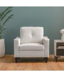 DANUBE HOME Supreme 1 Seater Fabric Sofa Armchair Modern Design Single Seater Accent Chair Comfortable Living Room Furniture L91Xw80Xh88Cm - Cream - Image 3