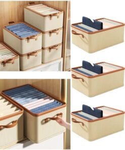 DUNISO 3 Pcs Wardrobe Clothes Organizer,Closet Storage Box with Carrying Handles，Foldable Jeans Drawer Closet Organizer，Wardrobe organizer for Pant, Sweater, T-shirt, Scarf, Dress