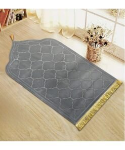 Fabienne Embossed Prayer Mat Anti-Slip Velvet Top Islamic Prayer Mat New Design Thick Padded Sajadah Prayer Rug for Men Women Eid Gift Ramadan Grey 70 x 110 cm