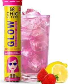 CHICNUTRIX Glow - Japanese Glutathione & Vit. C for skin radiance & even tone - 20 Effervescent Tablets, Strawberry-Lemon flavour