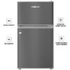 NIKAI 135L Gross / 88L Net, Small Double Door Mini Refrigerator With Vegetable Crisper And Adjustable Glass Shelves, Convenient Defrosting, Mini Fridge Ideal For Home, Kitchen, Bedroom, Office And Hotels 274 kW NRF135DDS Grey/Dark Silver