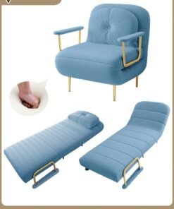 ROCKCAMEL 3-In-1 Armchair Sofa With Angle Adjustment, Convertible Sofa Bed And Leisure Recliner, Skin-Friendly Flannel Fabric, Suitable For Home And Office, Free Cloud Pillow, Can Lie down, Sit Or Sleep, Multifunctional Backrest Sofa Seat 65cm