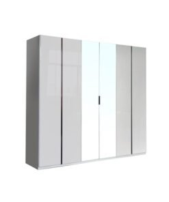 DANUBE HOME Santelmo 6 Door Wardrobe w/ Mirror -HG Light Grey