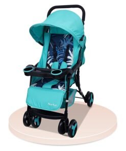 Nurtur Ryder Ultra Compact Lightweight Baby Travel Stroller with Storage Basket, Detachable Food Tray, Reclining Seat and Leg Rest, 0-36 Months, , Teal Printed