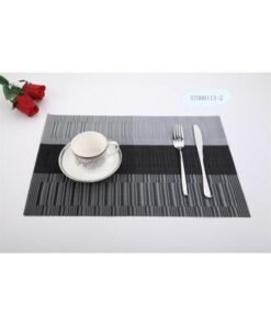 Japanese Style Pvc Heat-insulating Dining Mat Easy-to-clean Table Mat Hotel Supplies Dish Western Dining Waterproof-Color:Silver Gray Gradient