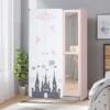 Home Box Pixie Engineereing Wood 3-Door Wardrobe with Mirror Multicolour 116.8 x 200 x 53 cm