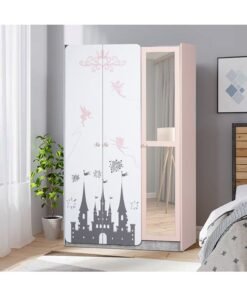 Home Box Pixie Engineereing Wood 3-Door Wardrobe with Mirror Multicolour 116.8 x 200 x 53 cm