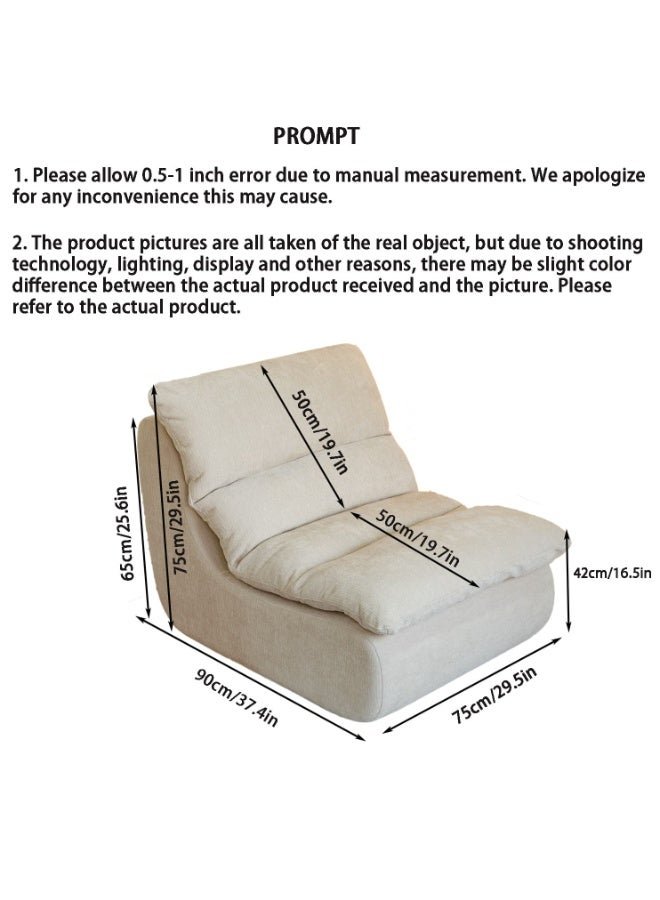 XINYUEMAIC compression sofa, high-density foam couch, chenille flannelette comfortable single chair, leisure reading chair, suitable for living room, bedroom, game room (off white)