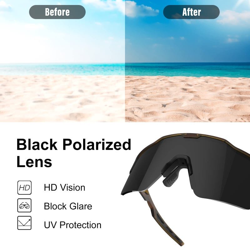 HAAYOT Polarized Cycling Glasses,Sports Sunglasses for Men Women,Baseball Biking Running Sunglasses 5 Lenses Dark Brown - Image 5