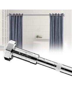 GUDOO Shower Curtain Rod Adjustable Telescopic Curtain Rod Extendable Non-Slip Spring Tension Shower Pole Wardrobe Hanger Rod for Bathroom Window Kitchen Cupboard, No Drilling Easy to Install