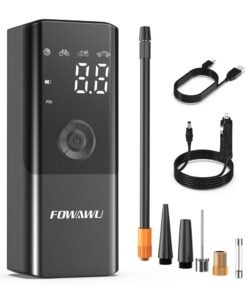 FOWAWU 6000mAh 150 PSI Portable Air Compressor, Cordless Tyre Inflator for Car Moto Bike Ball, Rechargeable Battery Car Tyre Pump, Dual-screen LED Dispaly, Auto Shut Off