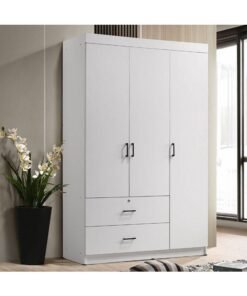 DANUBE HOME Selva 3 Door + 2 Drawer Wardrobe For Hanging Clothes Extra Sturdy Rack Storage Organiser Modern Design Space Saving Cabinets For Bedroom L 120 x W 42 x H 181 cm White