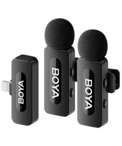 BOYA BY-V2 Wireless Lavalier Microphone for iPhone iPad,Dual Mini Omnidirectional Condenser Video Recording Mic for Interview Podcast Vlog YouTube Live Stream