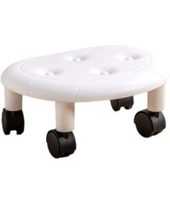 Round Low Rolling Stool, Universal Wheel Movable Mini Stool, Low Roller Seat Wheel Stool Chair Leather Little Low Small Stools Shoe Stool Swivel Stool for Home Office Sport
