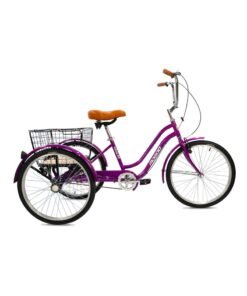 MOGOO Hauler Adult Tricycle - 24/26 Inch - Durable Steel Frame, Removable Rear Basket With Wheels & Wooden Base, Alloy Rims, Parking Brake, Saddle With Springs, Vintage Design, Perfect For Shopping