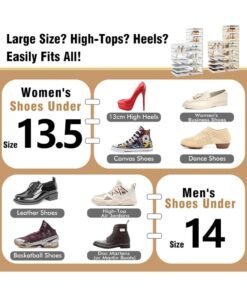 MissTiara Shoe Storage Organizer, Clear Installation-free Foldable Shoe Rack Stackable Shoe Box Pack, Portable Cabinet Rack Magnetic Clear Doors Compact Foldable Space-Saving (6-Tier) - Image 3