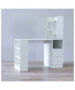 DANUBE HOME Thalana Computer Table Office Desk Workstation With Cabinet Modern PC Laptop Gaming Table Wooden Study Table For Home Office L 120 x W 45 x H 135 cm White - Image 3