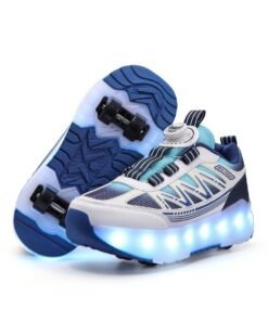 HFXC Roller Skates 4 Wheels Shoes for Kids New Upgrade Skates Sneakers LED Light Up Rechargeable Sport Sneaker for Boys Girls Beginner More Balanced