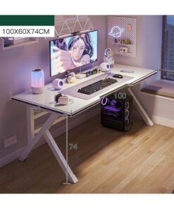 Huitich Warm White Desk with Thickened Desktop and K-Shaped Steel Frame  100CM
