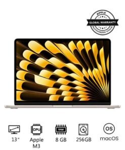 Apple New 2024 MacBook Air MRXT3 13-inch Display, Apple M3 Chip 8-Core CPU 8-Core GPU Processor/8GB RAM/256GB SSD/Intel UHD Graphics/ English/Arabic Starlight