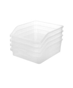 Noon East 4-Pack Clear Pp Fridge Storage Bins – Large Size, Multi-Purpose Organizer For Refrigerator, Pantry & Kitchen 30 X 26 X 9.5Cm