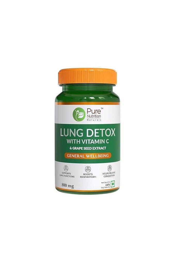 Pure Nutrition Lung Detox with vitamin C & grape seed extract 800mg -60 Veg Capsules