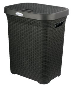 ESQUBE Laundry Basket with Lid 50L Capacity Black