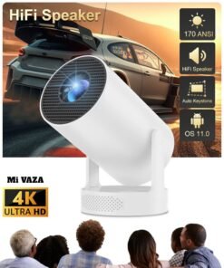 Mi VAZA Hi-Fi Speaker LCD Projector - Support HD 1080P/4K - 170 ANSI Lumen - Smart Projector with Wifi 6 and Bluetooth 5.0 - Android 11 - Portable Mobile Home Theater - Suitable for Games, Office, Movies