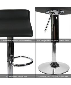 Alternative view of JCB CHIC Bar Stool Chairs High Stool Chair Adjustable Stool ，PU Leather with Chrome Base, Pub Counter Chair（black）