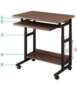 Mobile Laptop Desk Mobile Computer Desk Cart, Height Adjustable Laptop PC Table Workstation with Keyboard Drawer and Printer Stand, Home Office Furniture Adjustable Laptop Table