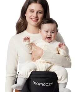 Momcozy Hip Seat Baby Carrier - Adjustable Waistband with Original 3D Belly Protector, Ergonomic Carrier with Various Pockets for Newborns & Toddlers up to 45lbs