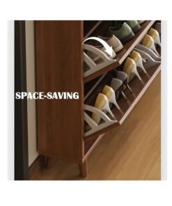 CityRiya-Long Shoe Cabinet with 3 Flip Drawers, Freestanding Shoe Storage Cabinet with Adjustable Shelf & Anti-Tipping Device, Shoe Rack for Entryway, Hallway, Living Room (XG029,White) - Image 3