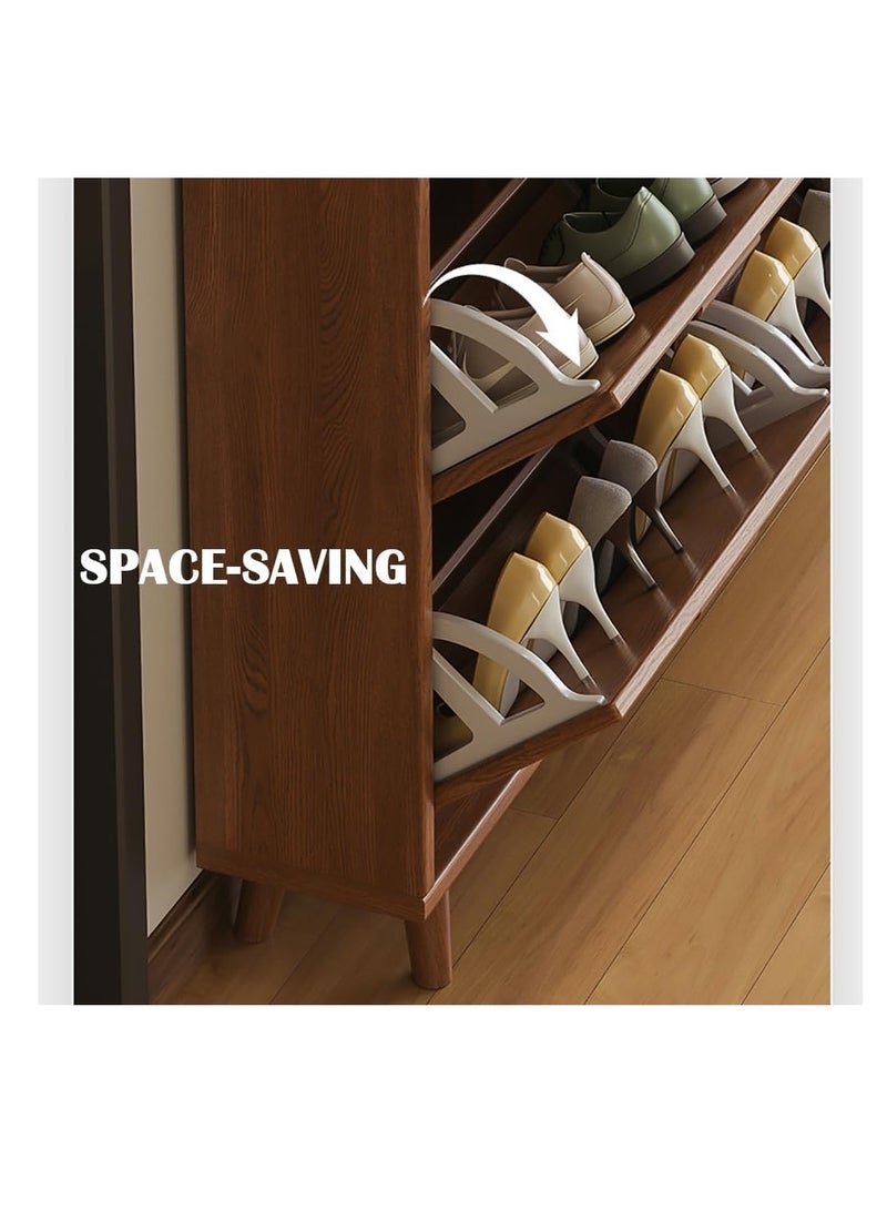 CityRiya-Long Shoe Cabinet with 3 Flip Drawers, Freestanding Shoe Storage Cabinet with Adjustable Shelf & Anti-Tipping Device, Shoe Rack for Entryway, Hallway, Living Room (XG029,White) - Image 3