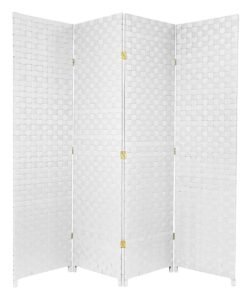 Alternative view of Hanaiette Room Divider / Partition 4 Panel White Color - Size ( L x W  ) 200x180 cm