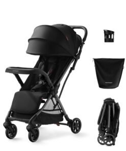 Momcozy ClickGo Lightweight Stroller, Compact Travel Stroller for Airplane with One-Click Fold, Baby Stroller and Toddler Stroller with Large Canopy for Kids from 0 Months, Extendable UPF50+ Canopy