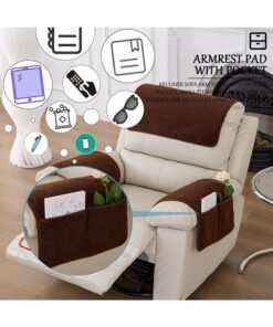 Alternative view of LAMAY Armrest Cover, Recliner Chair Protector, Furniture Protector Slip, Side Storage Pocket, Stretch Armchair Couch Arm Rest Cover for Recliner, Chair, Sofa(COFFEE)