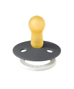 BIBS Pack of 2 Colour Glow Soother Glow In The Dark Bpa Free Dummy Pacifier, Round . Natural Rubber Latex, Size 2 6 18 Months , Iron Night/Baby Blue Night, 6 - 18 Months