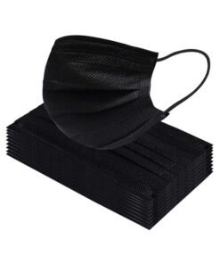 50-Piece 3-Layer Disposable Black Face Mask For Adults