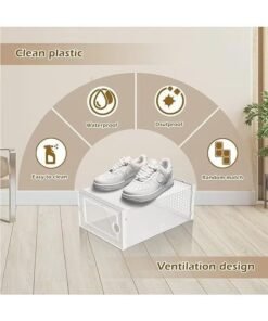 12 Shoe Box Set, Collection Shoe Box, Dustproof Shoe Box, Foldable Shoe Box, Space-Saving, Can Be Placed In The Room, Living Room, Corridor，White. - Image 3
