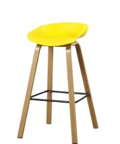 High Stool for Office, Lobby, Clubs, Bars, Reception, Bar Stool with Wooden Legs, Yellow