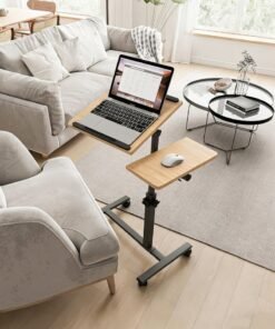 Alternative view of XICEN Portable Adjustable Height Side Table, 360° Tilting Laptop Desk with Wheels, Overbed Table, Mobile Computer Table