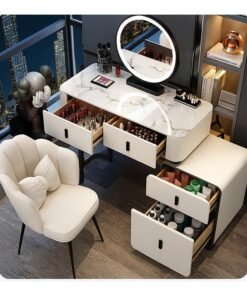 NKX Makeup Vanity Table Dressing Table Flip Mirror With Drawers And Chair 100 CM