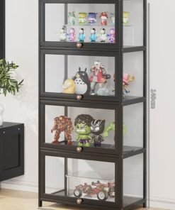keke Display Cabinet Storagefor Multifunctional Home Bedroom Living Room Toys and Book Storage Black 140*32*70cm